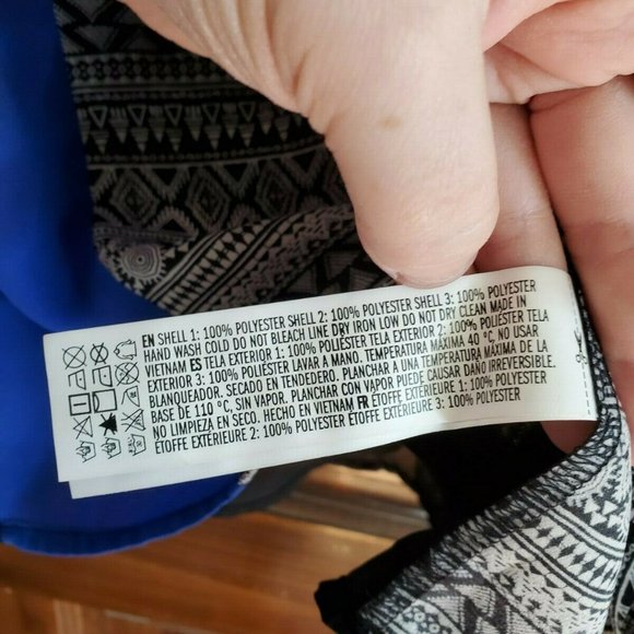 FOREVER 21 Plus Size 2x Black Blue Colorblocked Print Blouse Sheer Open Back - Picture 6 of 7